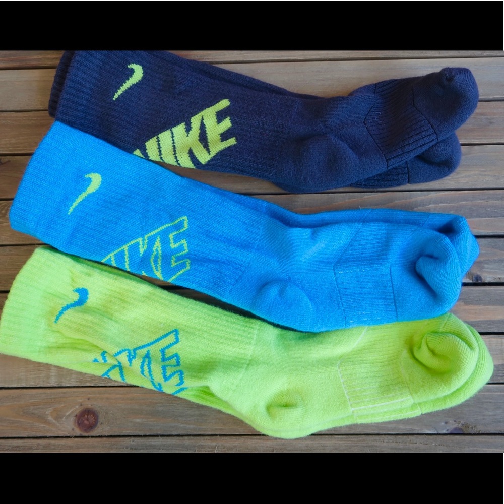 Kids Nike Tall Socks Gray Blue Neon Green